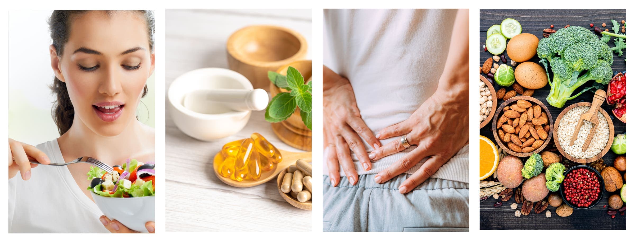 Collage: antiinflammatorisk mad og ro